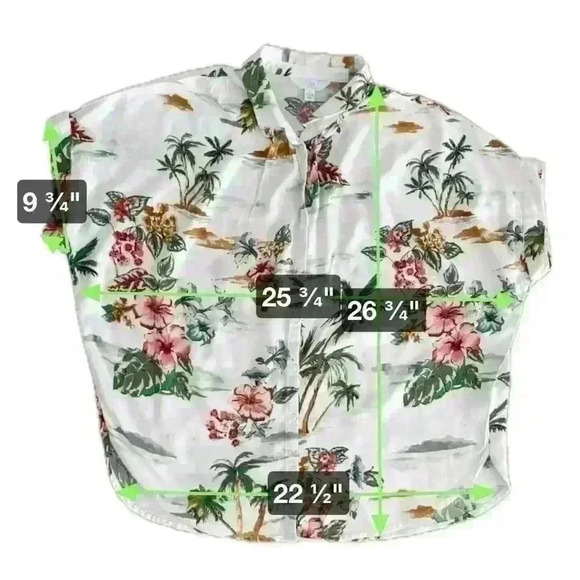 Time & True tropical print,  button-down blouse. Size L 12-14 - Picture 4 of 4